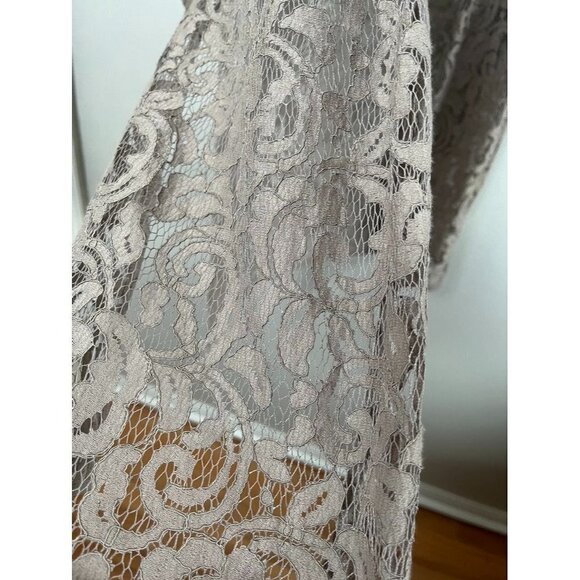 Chicos Sweater XL Gray Lace Cardigan Sheer Floral Wedding Neutral Feminine 80s - Picture 4 of 11